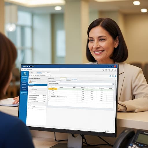 Admin dashboard interface displaying hospital KPIs, user management tools, and system health monitoring